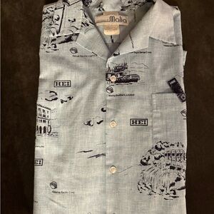 Malia Blue VINTAGE HEI HAWAII Graphic Print Men's Shirt
